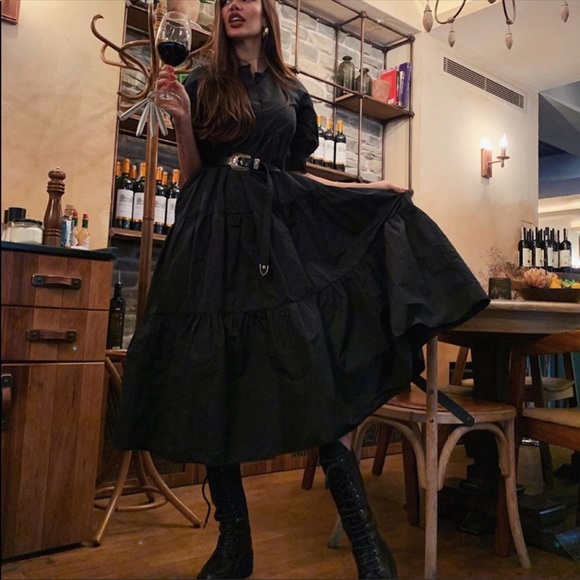 Zara Black Dress With Voluminous Sleeves NWT - Picture 10 of 16